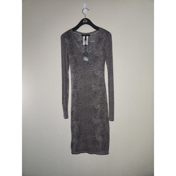 BCBGMAXAZRIA NWT Long Sleeve Knee Length Tori Dress in Light Pearl Combo, Small - Picture 3 of 8